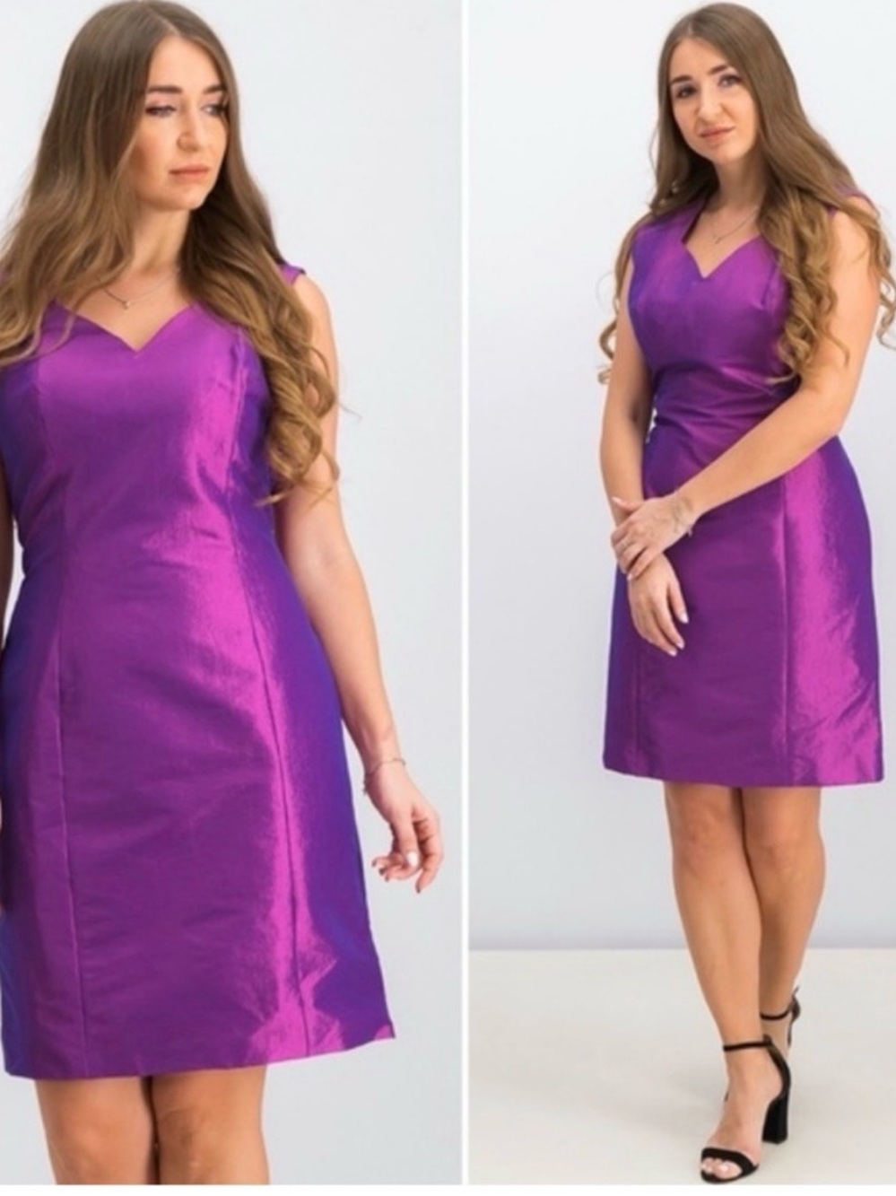 Sleek Purple V-Neck Mini Dress